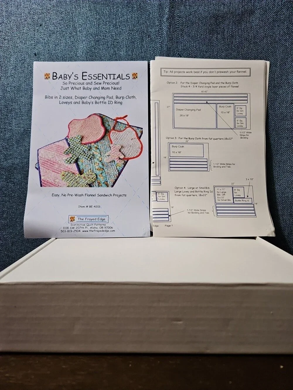 The Frayed Edge Baby's Essentials Pattern BE-4201 | Rag Quilt Flannel Bib Lovey